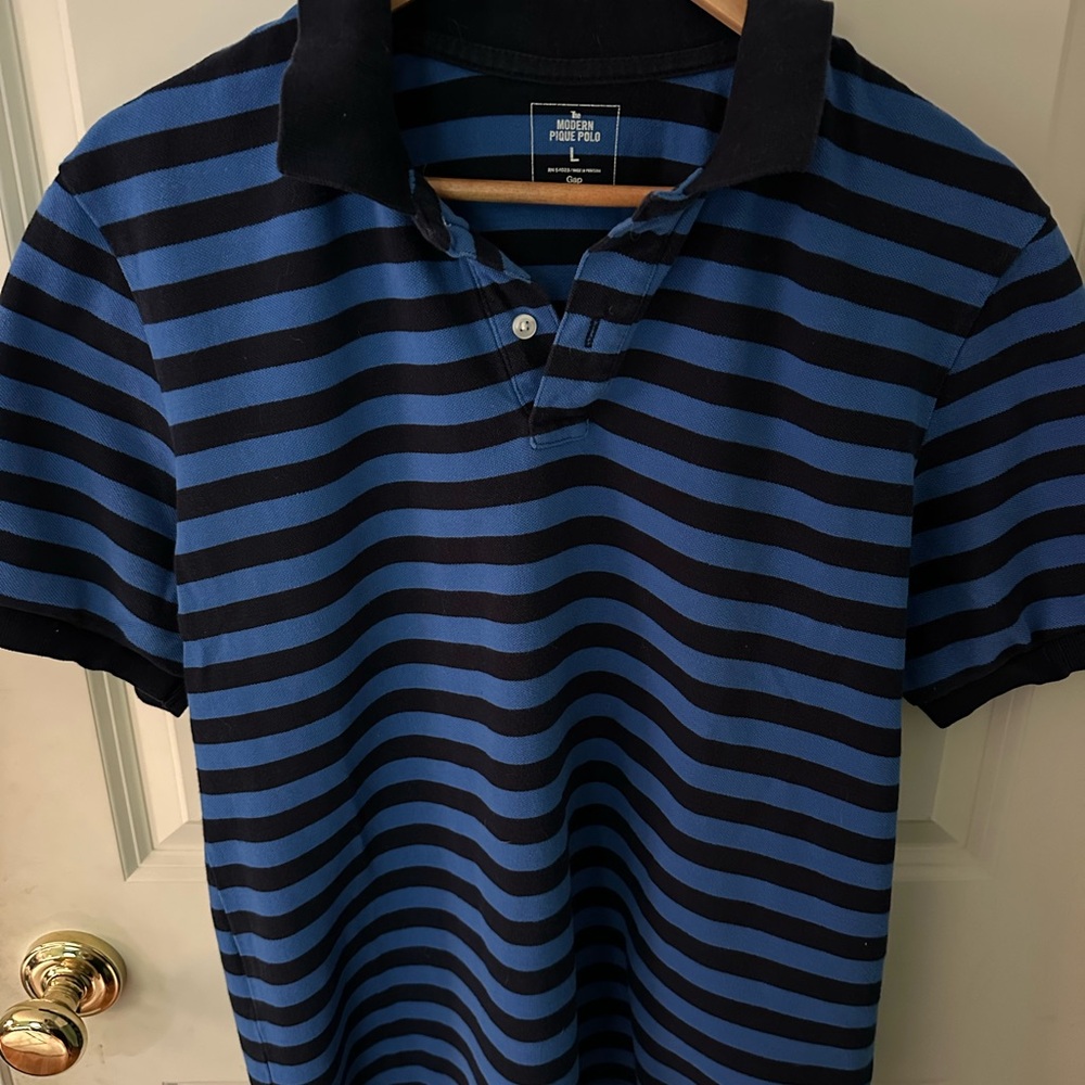 GAP Polo Blue Black Striped Shirt
